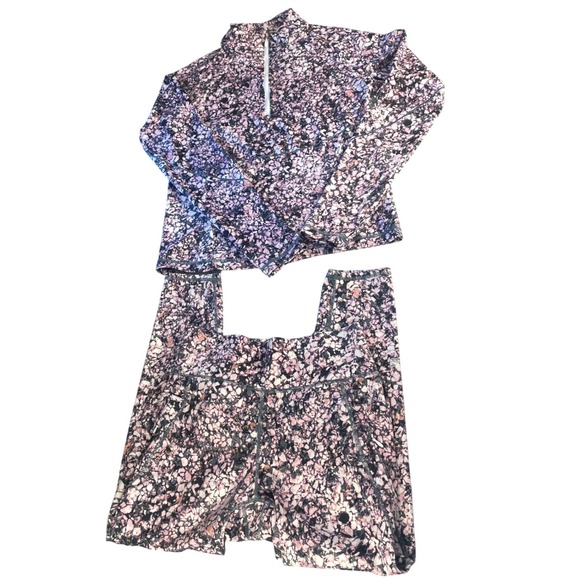 FLX by Kohl's Women's Activewear Set Top & Leggings Pink Black Abstract Print  M - Picture 1 of 16